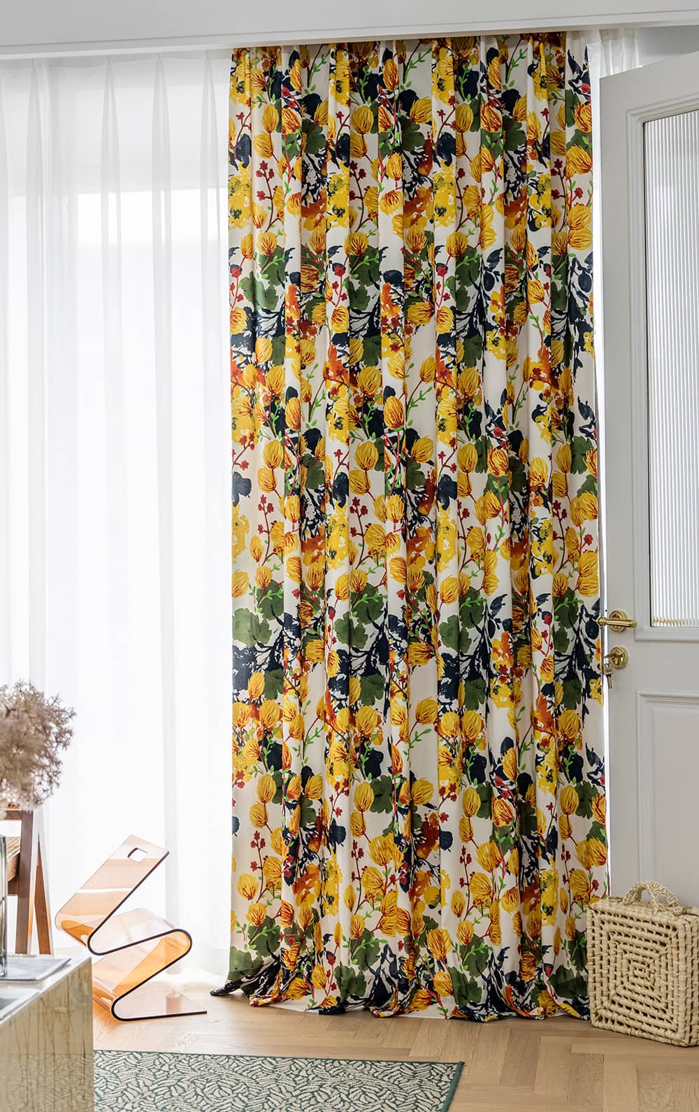 Brilliant Flower Curtains Yellow Green Country Drapes