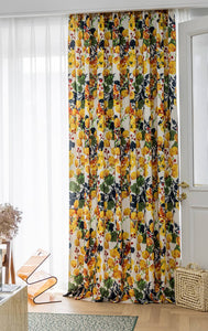 Brilliant Flower Curtains Yellow Green Country Drapes