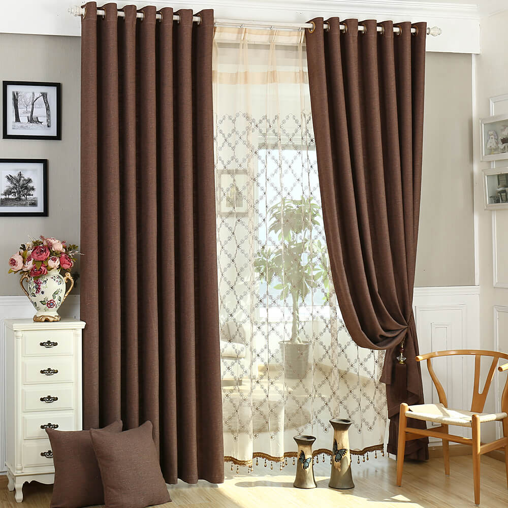 Tan Beige Linen Sheer Curtains for Living Room 2 Panels – Anady Top