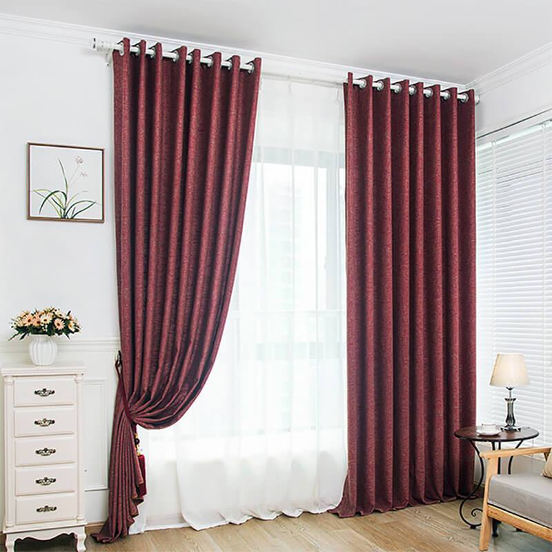 burgundy linen grommet curtains living room thermal insulated ceiling drapes