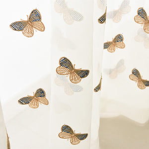 Butterfly Sheer Curtains White Voile Drapes for Bedroom 1 Set of 2 Panels - Anady Top Space Design