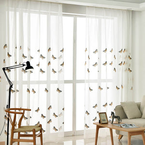 Butterfly Sheer Curtains White Voile Drapes for Bedroom 1 Set of 2 Panels - Anady Top Space Design