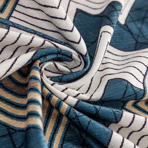 Blue Geometric Pattern Curtains Drapes for Bedroom