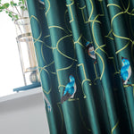 Embroidered Bird Green Silk Curtains Gorgeous Drapes