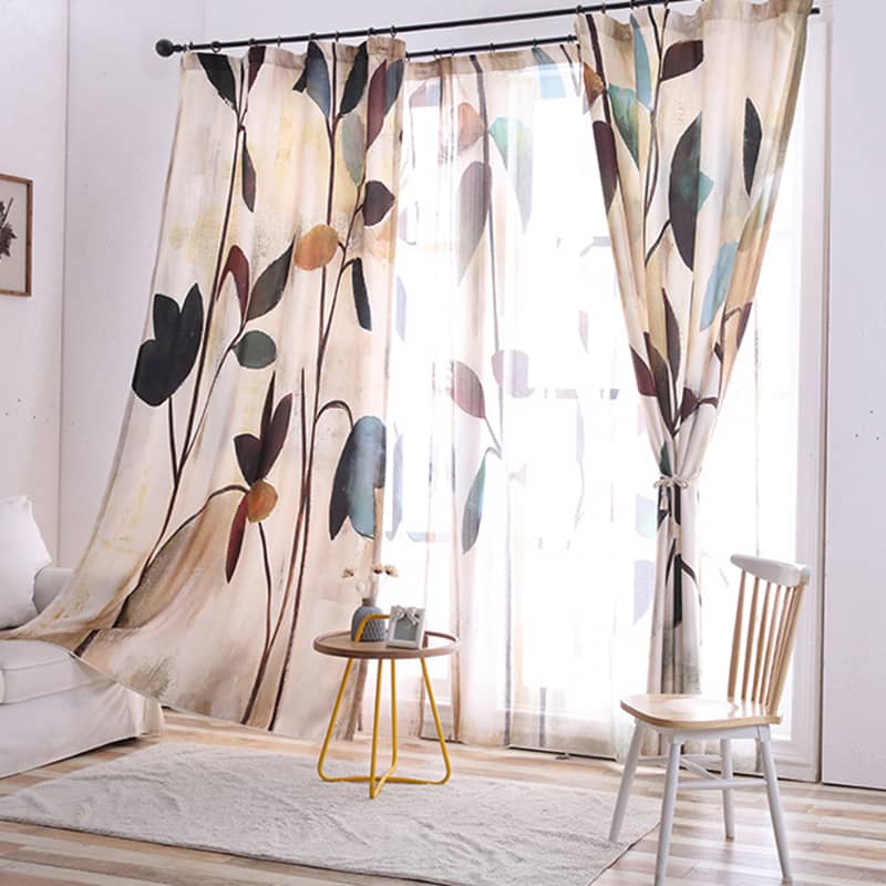 Rustic Brown Leaf Curtains Blackout Drapes For Sale