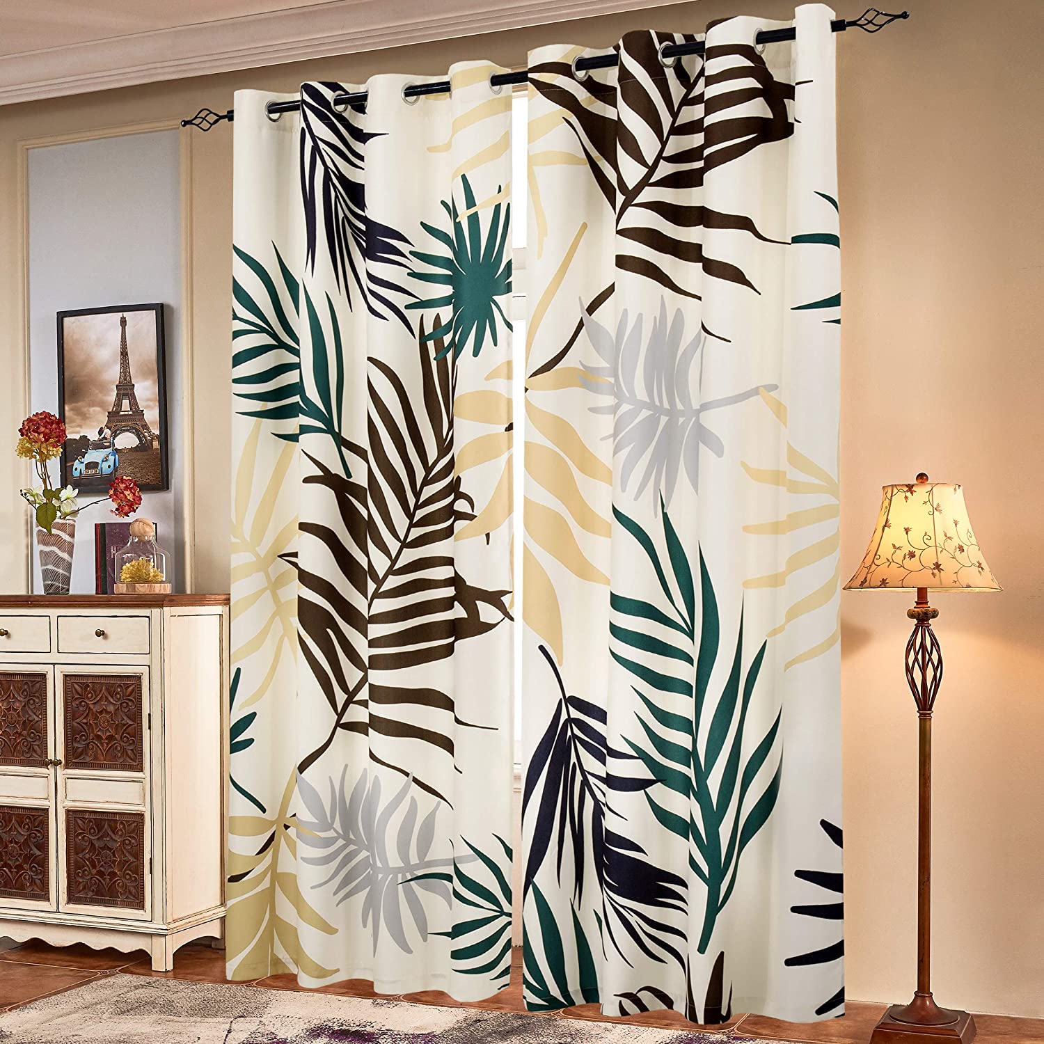 colorful tropical leaf curtains living room drapes