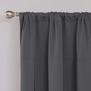 Tie Up Adjustable Balloon Curtain Shade Dark Gray Drapes for Window