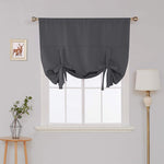 Tie Up Adjustable Balloon Curtain Shade Dark Gray Drapes for Window