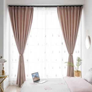 discount pink cotton linen bedroom eclipse curtains custom drapes for sale
