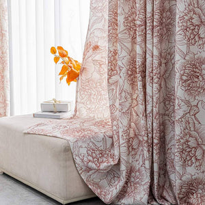 elegant art line drawing flower study decorative curtains pinch pleat drapes