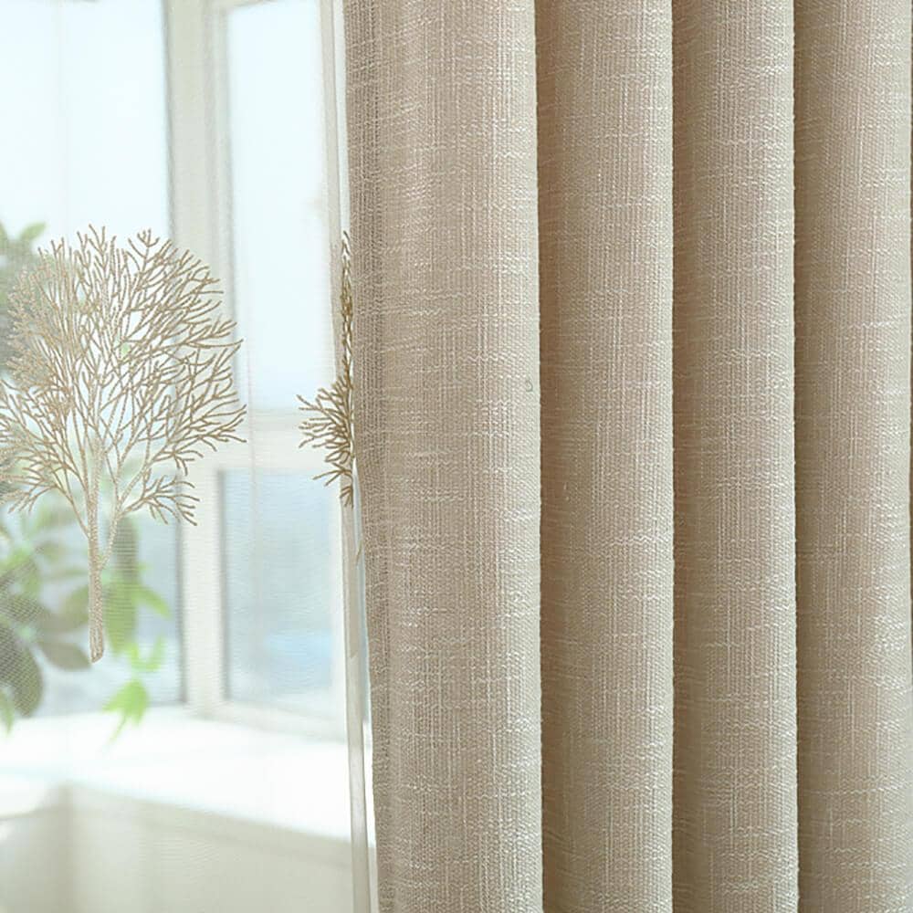 Tan Beige Linen Sheer Curtains for Living Room 2 Panels – Anady Top