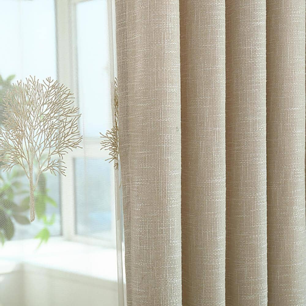 elegant beige linen bedroom blackout curtains pinch pleat drapes for sale