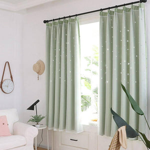 elegant green hollow star bedroom curtains and drapes for sale sheer panels