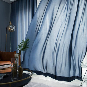 elegant navy blue sheer drapes velvety living room sheer curtains for sale