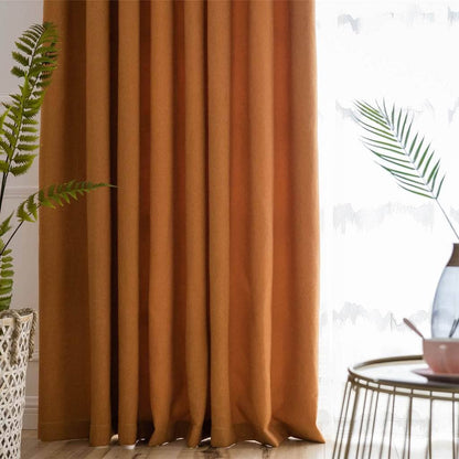 elegant orange cotton linen bedroom light blocking curtains ceiling drapes