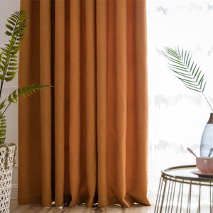 elegant orange cotton linen bedroom light blocking curtains ceiling drapes