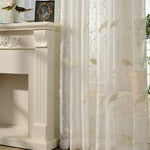 elegant white birds embroidered dining room sheer curtains sheer panels