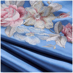 High-end Embroidered Flower Blue Curtains Gorgeous Drapes