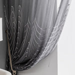 Embroidered Pearls White/Gray Sheer Curtains 2 Panels