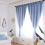 fancy blue hollow star window curtains bedroom decorative pinch pleat drapes