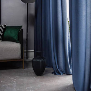 fancy navy blue bedroom sheer curtains privacy velvety grommet sheers