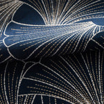 Fancy navy blue leaf patterned jacquard curtains custom drapes on sale