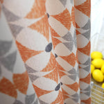 Flame Orange Curtains Linen Bright Modern Geometry Drapes 2 Panels