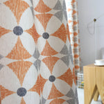 Flame Orange Curtains Linen Bright Modern Geometry Drapes 2 Panels