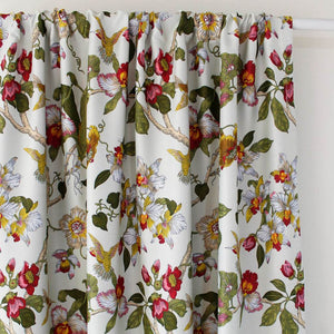 Blackout Red Flower Curtains Birds Drapes for Bedroom 1 Set of 2 Panels - Anady Top Space Design
