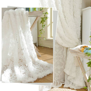 3D Full Roses White Sheer Curtains Romantic Translucidus Tulle Curtains Living Room Wedding