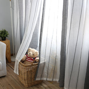 Anady Top Grey Striped Sheer Curtains for Living Room 2 Panels - Anady Top Space Design