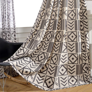 gorgeous black boho chic geometric curtains living room drapes 1 set of 2 panels