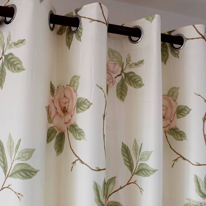 Anady Top Pink Flower Beige Curtains for Bedroom/Living Room 2 Panels Drapes - Anady Top Space Design