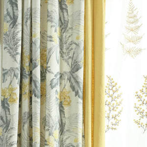 gray plant and yellow kitchen curtains grommet darkening door window drapes