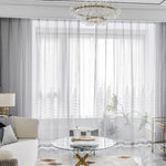 Embroidered Pearls White/Gray Sheer Curtains 2 Panels