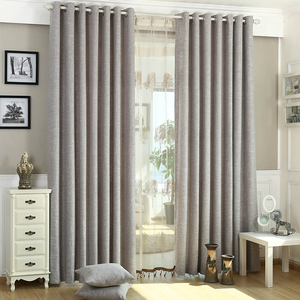 Solid Gray Curtains Grommet Top Drapes for Bedroom Set of 2 Panels - Anady Top Space Design