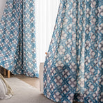 Blue Gray Plaid Curtains Weave Style Drapes