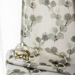 Artistic Gray Ink Leaves Curtains Window Drapes 2 Panels