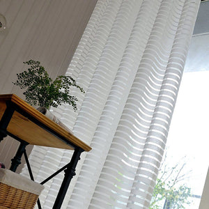 Ivory white striped sheer curtains for living room