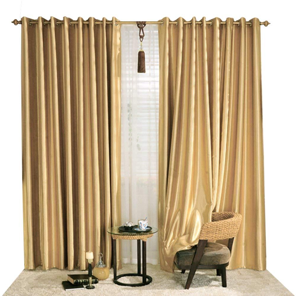  MYRU 1 Pair Semi-Blackout Gold Curtains for Living Room Bedroom  Grommet Top Golden Curtains for Windows (Shiny Gold, 2 x 52 x 90 Inch) :  Home & Kitchen