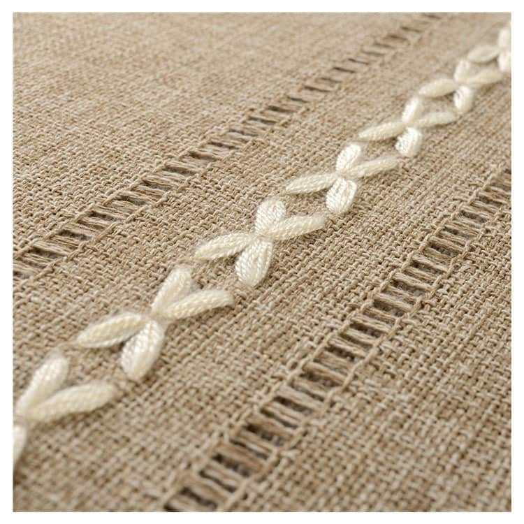 Classic Retro Embroidery Natural Linen Darkening Balloon Shade Curtains Drapes