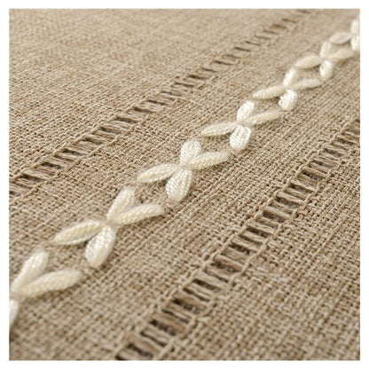 Classic Retro Embroidery Natural Linen Darkening Balloon Shade Curtains Drapes