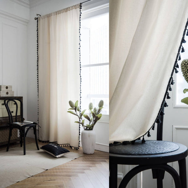 Cream linen curtains deals
