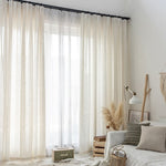 Natural Linen Sheer Curtains Voiles 2 Panels