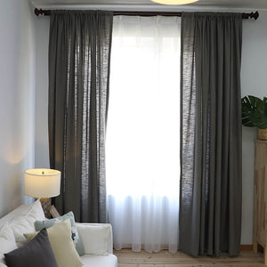 Gray Cotton Linen Curtains for Bedroom 1 Set of 2 Panels - Anady Top Space Design