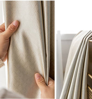 luxury beige 3d embossed textured door window curtains thermal ceiling drapes