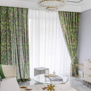 luxury cherry green leaf pinch pleat drapes living room curtains for sale
