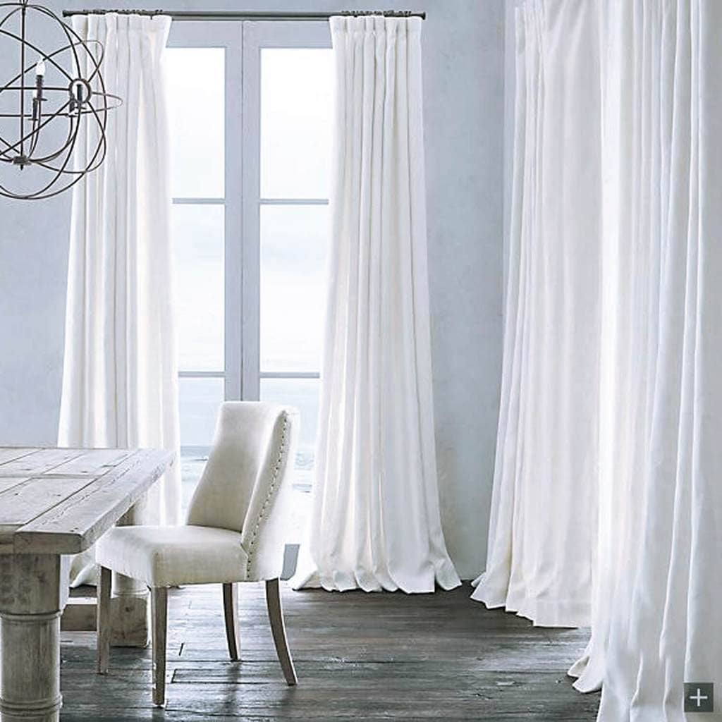 Pure White Natural Linen Curtains and Drapes 2 Panels for Living Room ...