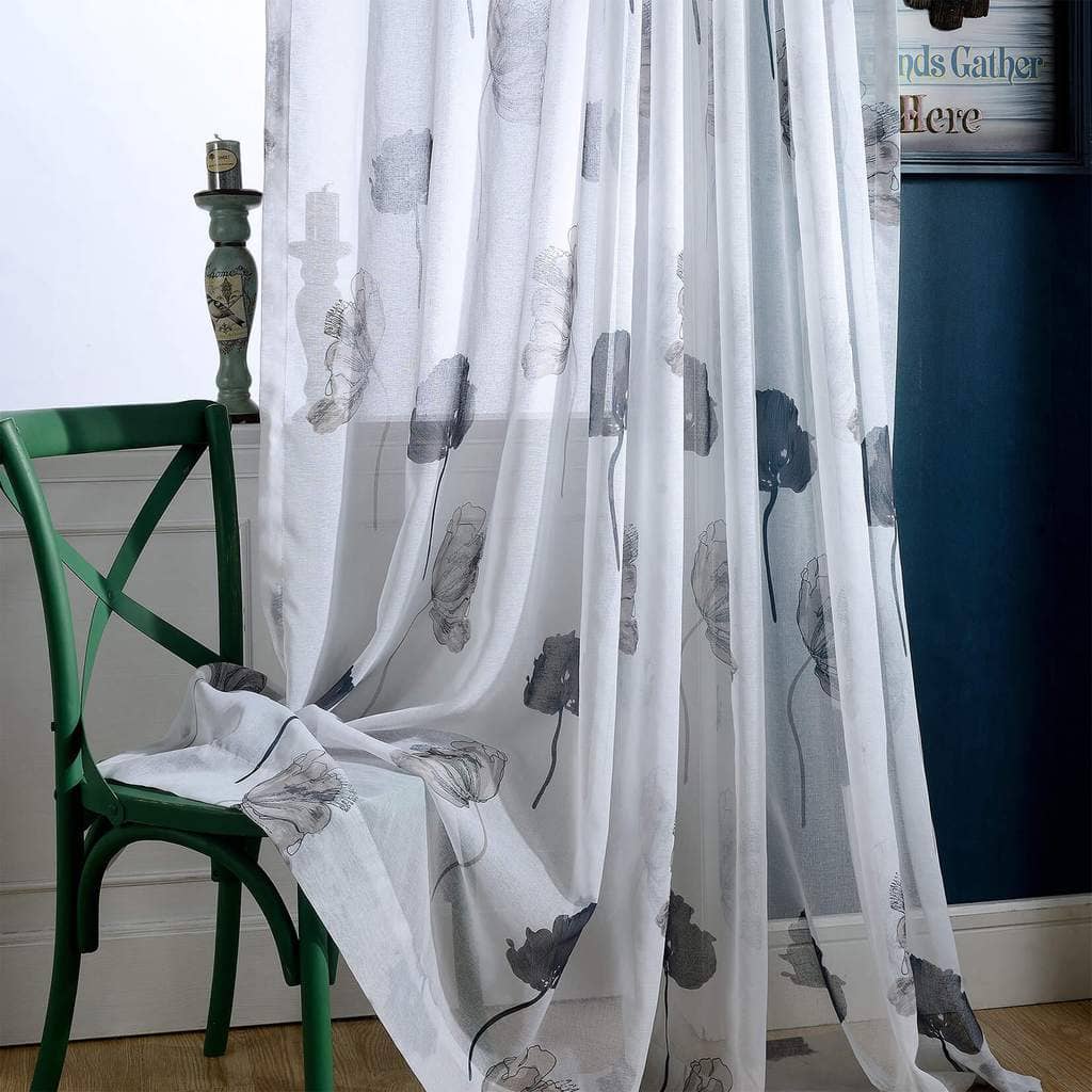 luxury white sheers lotus leaf living room grommet tulle curtains 2 panel