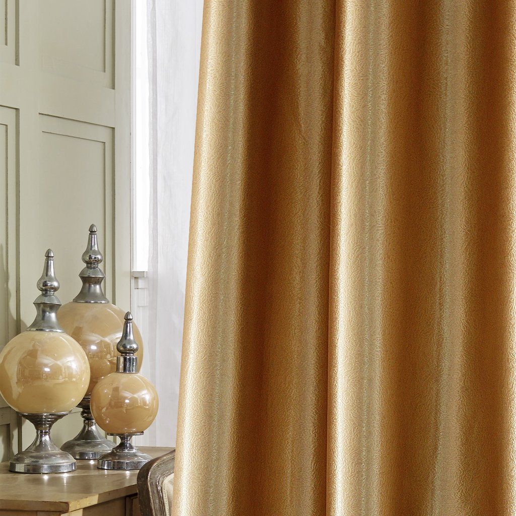 KoTing Gold Curtains for Living Room Gold Blackout Bedroom Drapes ...